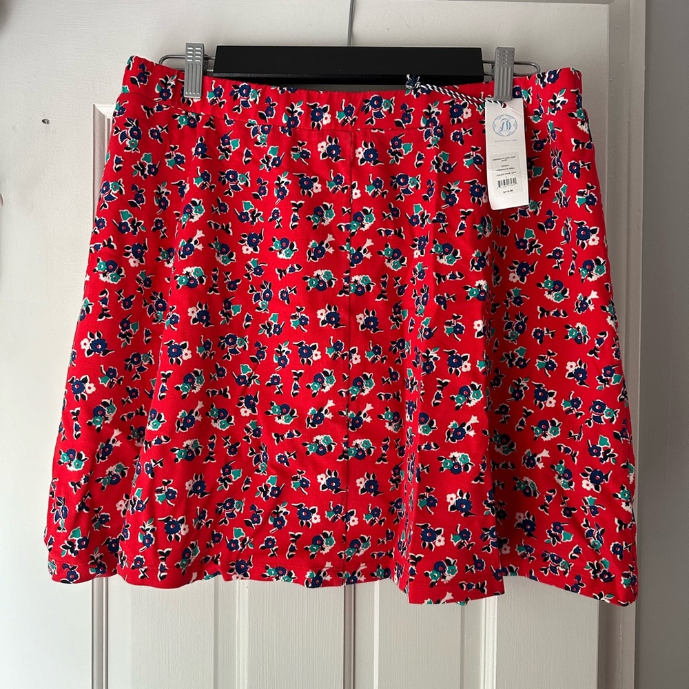 DRAPER JAMES Georgia Red and Blue Floral A-line Knit Skirt Size: XL. NWT